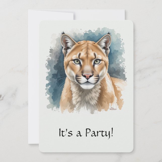 Invitation d'anniversaire "Cougar" amusante pour c (Devant)