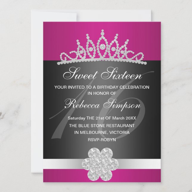 Invitation d'anniversaire Couronne de brillants No (Devant)