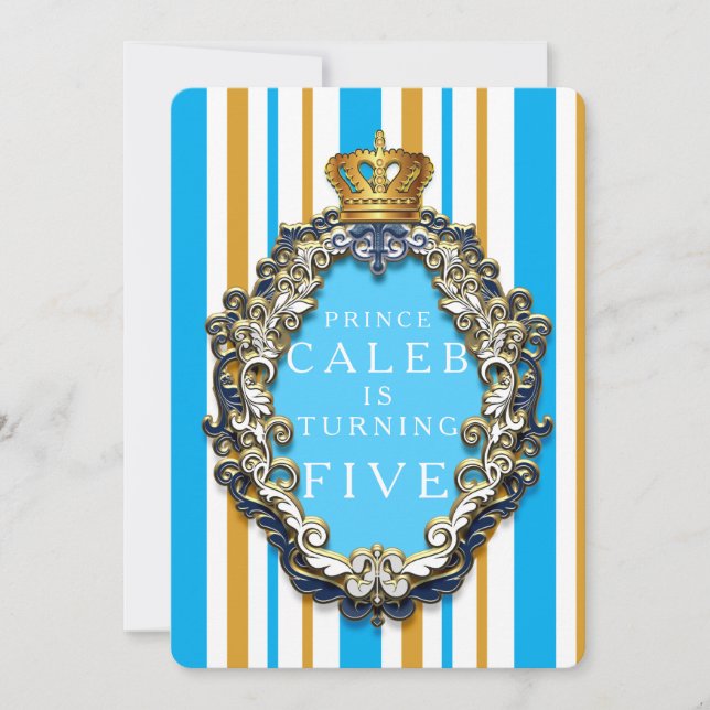 Invitation d'anniversaire Couronne Royale Or et Bl (Devant)