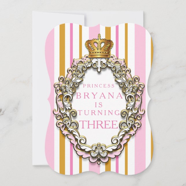Invitation d'anniversaire Couronne Royale Or et Ro (Devant)