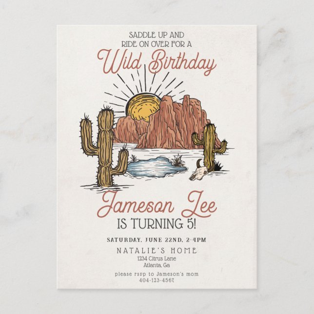 Invitation d'anniversaire cowboy de rodéo de Far W (Devant)