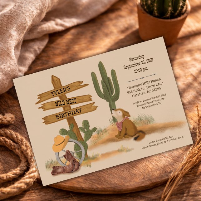 Invitation d'anniversaire Cowboy western aquarelle (Créateur téléchargé)