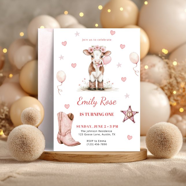 Invitation d'anniversaire Cowgirl Rose | Thème Fer (Créateur téléchargé)