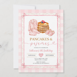 Invitation d'anniversaire Crêpe Rose et Pyjama