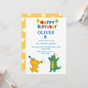Invitation d'anniversaire Crocodile & Hippopotame 