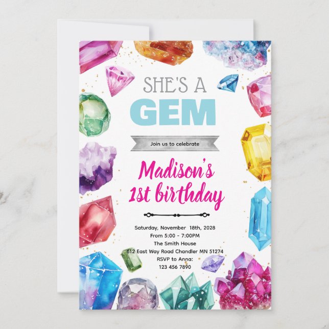 Invitation d'anniversaire Crystal Gemstone (Devant)