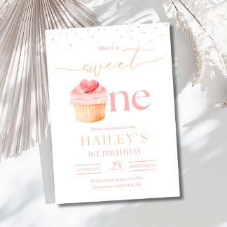 Invitation d'anniversaire Cupcake Sweet One 1er an
