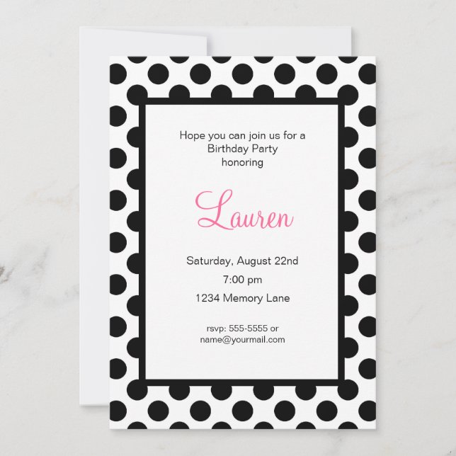 Invitation d'anniversaire customisée (Devant)