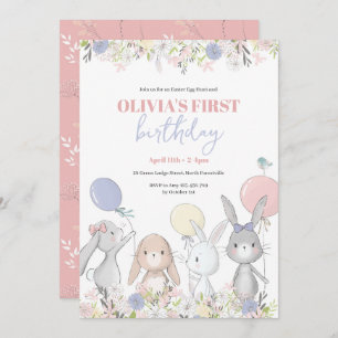 Invitation d'anniversaire Cute Bunnies