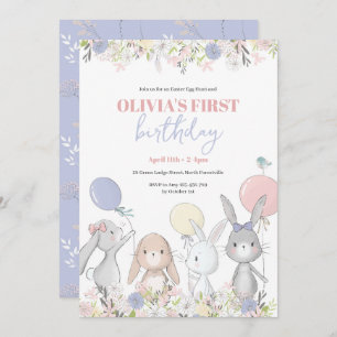 Invitation d'anniversaire Cute Bunnies