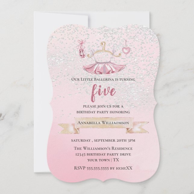 Invitation d'anniversaire Cute Tutu & chaussures d (Devant)
