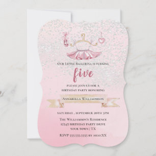 Invitation d'anniversaire Cute Tutu & chaussures d