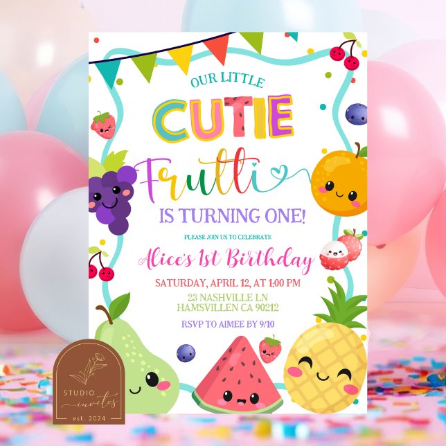 Invitation d'anniversaire Cutie Frutti (Créateur téléchargé)