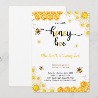 Invitation d'anniversaire d'abeille
