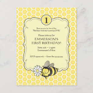 Invitation d'anniversaire d'abeille de miel