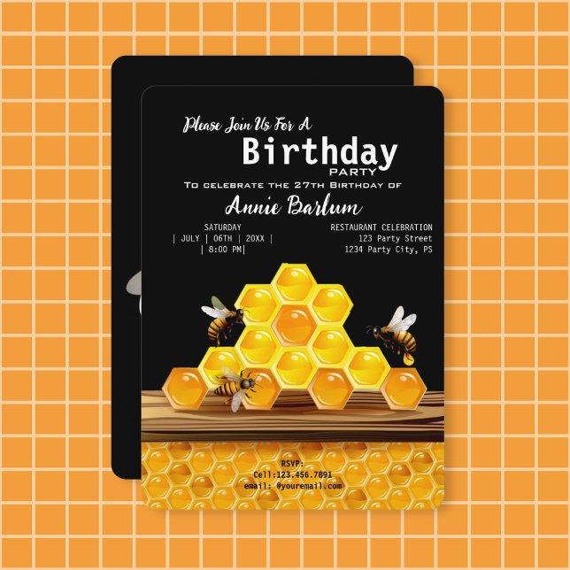 Invitation d'anniversaire d'abeille et d'abeille à (Buzzworthy Celebrations Begin Here.)