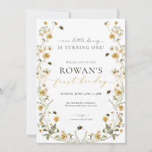 Invitation d'anniversaire d'abeilles 1er Invitatio