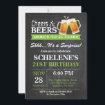Invitation d'anniversaire d'acclamations et de<br><div class="desc">Carte d'invitation d'anniversaire d'acclamations et de bières de surprise 21ème. Anniversaire adulte. Vert. 16ème 18ème 20ème 21ème 30ème quarantième cinquantième soixantième soixante-dixième quatre-vingtième quatre-vingt-dixième 100th. Tout âge. Pour davantage de personnalisation,  cliquez sur svp la "personnaliser il" bouton et utilisez notre outil de conception pour modifier ce modèle.</div>