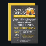 Invitation d'anniversaire d'acclamations et de<br><div class="desc">Carte d'invitation d'anniversaire d'acclamations et de bières de surprise 30ème. Anniversaire adulte. Jaune. 16ème 18ème 21ème 30ème quarantième cinquantième soixantième soixante-dixième quatre-vingtième quatre-vingt-dixième 100th. Tout âge. Pour davantage de personnalisation,  cliquez sur svp la "personnaliser il" bouton et utilisez notre outil de conception pour modifier ce modèle.</div>