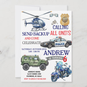 Invitation d'anniversaire d'agent de police modern