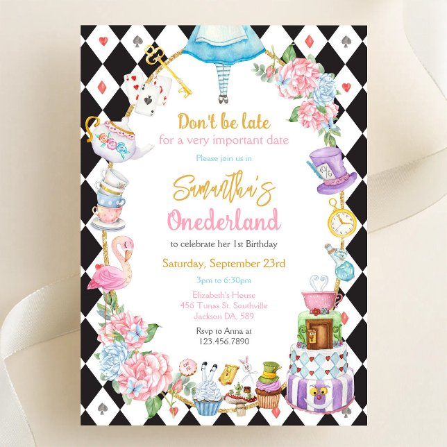 Invitation d'anniversaire d'Alice au pays des merv (Créateur téléchargé)