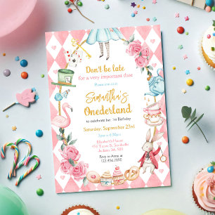 Invitation d'anniversaire d'Alice au pays des merv