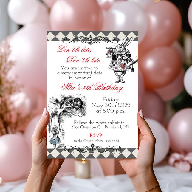 Invitation d'anniversaire d'Alice au pays des merv (Créateur téléchargé)