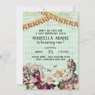 Invitation d'anniversaire d'Alice au pays des merv