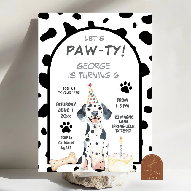 Invitation d'anniversaire Dalmation Let's Paw-ty  (Créateur téléchargé)