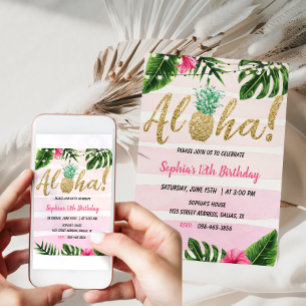 Invitation d'anniversaire d'Aloha tropical Invitat