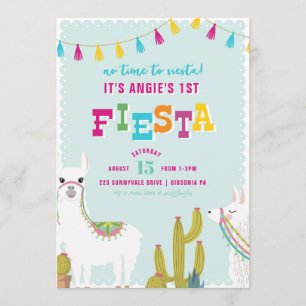 Invitation d'anniversaire d'alpaga de fiesta