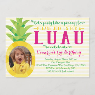 Invitation d'anniversaire d'ananas de Luau de