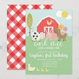 Invitation d'anniversaire d'animal de ferme à carr