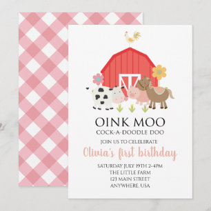 Invitation d'anniversaire d'animal de ferme avec c