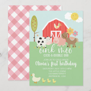 Invitation d'anniversaire d'animal de ferme avec c