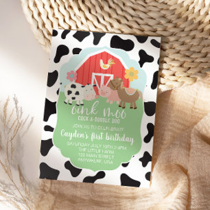 Invitation d'anniversaire d'animal de ferme avec i