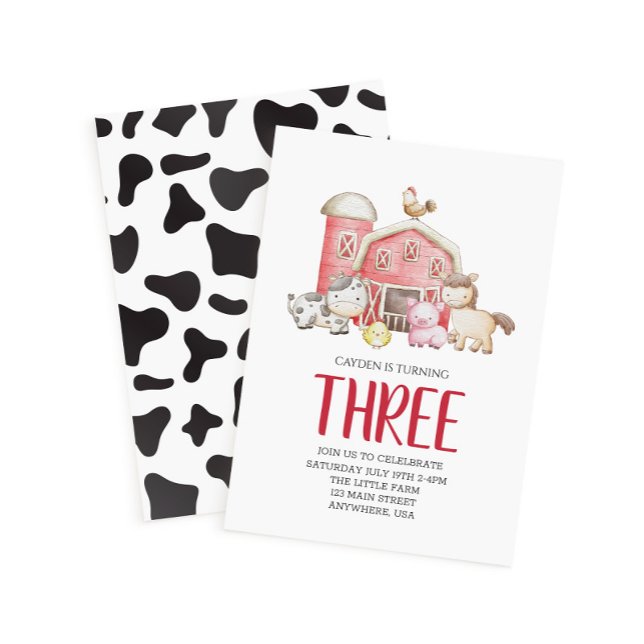 Invitation d'anniversaire d'animal de ferme avec i (Créateur téléchargé)