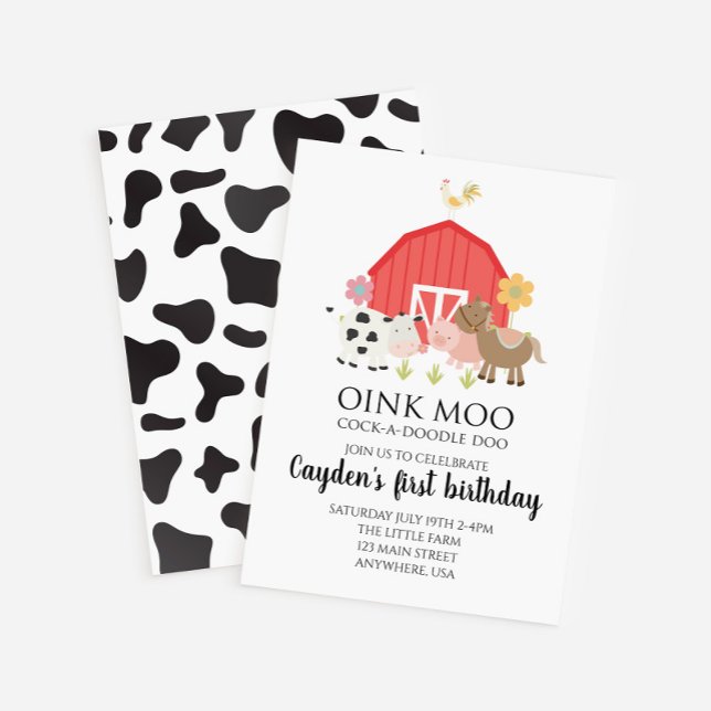 Invitation d'anniversaire d'animal de ferme avec i (Créateur téléchargé)