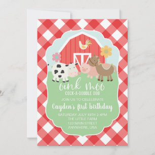Invitation d'anniversaire d'animal de ferme avec p