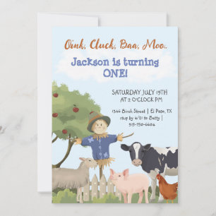 Invitation d'anniversaire d'animal de ferme, Invit