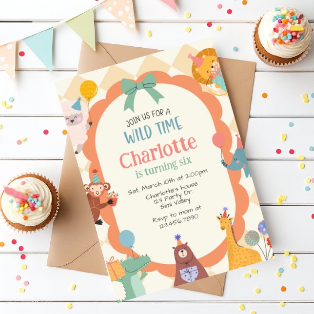 Invitation d'anniversaire d'animal de jungle | Ani (Créateur téléchargé)