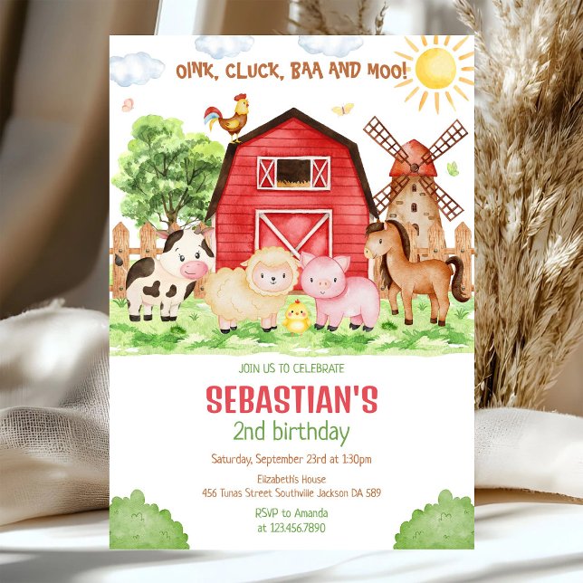 Invitation d'anniversaire d'animaux de basse-cour  (Créateur téléchargé)