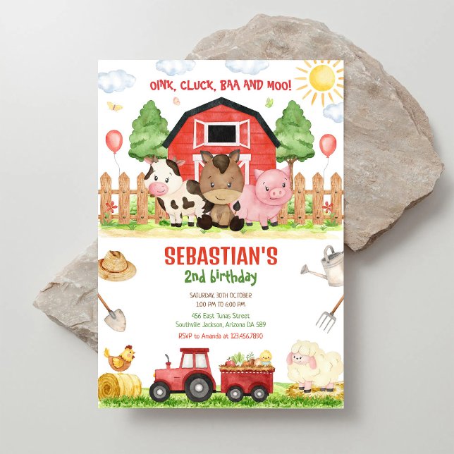 Invitation d'anniversaire d'animaux de la cour de  (Créateur téléchargé)