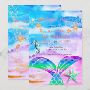 Invitation d'anniversaire d'animaux marins à l'aqu