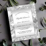 Invitation d'anniversaire d'anniversaire Silver él<br><div class="desc">Un motif moderne à carreaux argent comme arrière - plan. Personnalisez et ajoutez un nom et des détails du parti.</div>