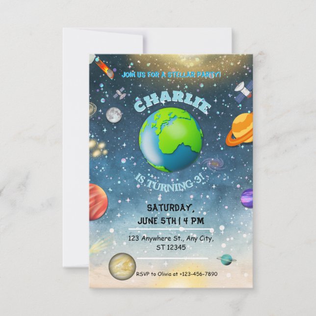 Invitation d'anniversaire dans la galaxie (Devant)