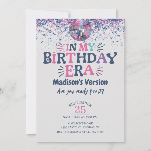 Invitation d'anniversaire dans mon ère d'anniversa (Devant)