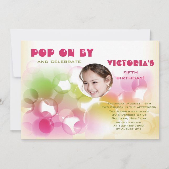 Invitation d'anniversaire dans une bulle (Devant)