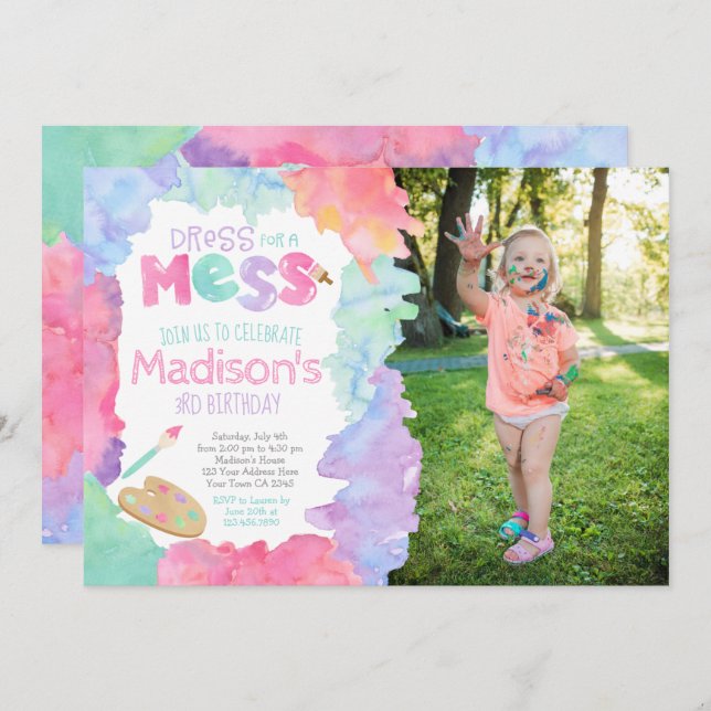 Invitation d'anniversaire d'art (Devant / Derrière)