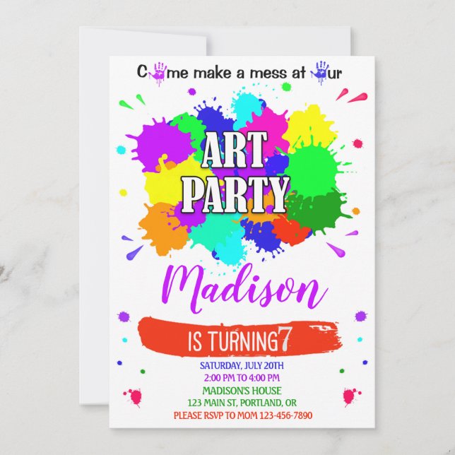 Invitation d'anniversaire d'art OEuvre artistique (Devant)